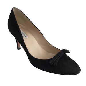 LK Bennett London Black Suede Bow Heel Shoes Size 40